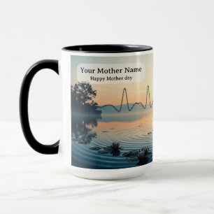 Heartbeat Ripples Lake Sunrise Line Mug