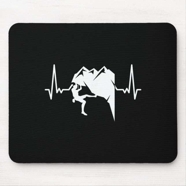 Heartbeat Rock Climbing Bouldering Mountain Climbe Mouse Pad (Front)