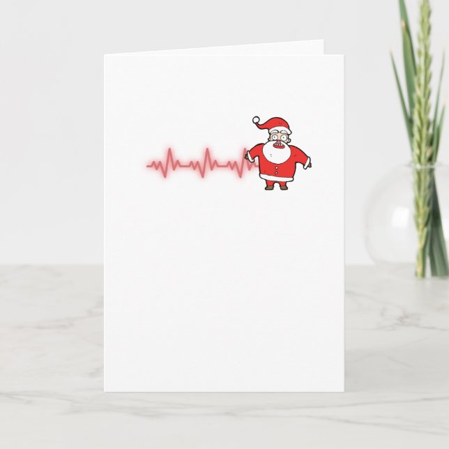 Heartbeat Santa Claus Funny Christmas Doctor Nurse Card (Front)