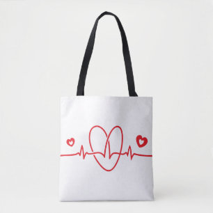 Heartbeat Scribbles Tote Bag