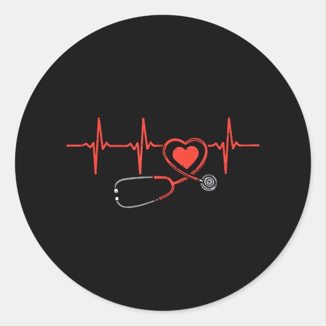Heartbeat Scrub Valentine Nurse Valentines Day RN Classic Round Sticker (Front)