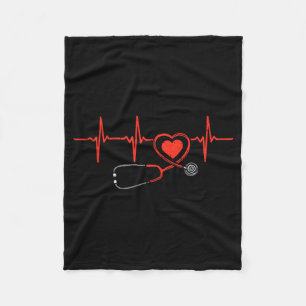 Heartbeat Scrub Valentine Nurse Valentines Day Rn Fleece Blanket