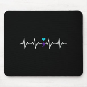 Heartbeat Semicolon Gift Suicide Prevention Awaren Mouse Pad