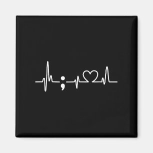 Heartbeat Semicolon - Suicide Prevention Awareness Magnet
