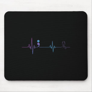 Heartbeat Semicolon Suicide Prevention Awareness  Mouse Pad