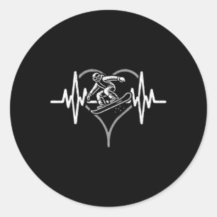 Heartbeat Skateboarding Heartline Pulse Skater Tri Classic Round Sticker
