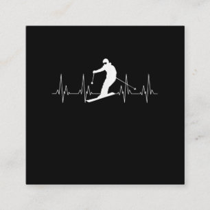 Heartbeat Skiing Gift For Skiers Square Business Card