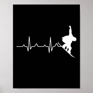 Heartbeat Snowboarding For Winter Lovers And Board Poster