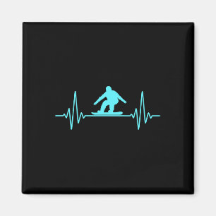 Heartbeat Snowboarding Snowboard Mountain Winter Magnet