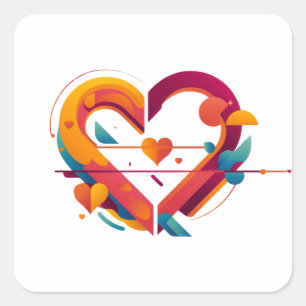 heartbeat square sticker