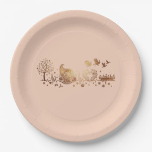 Heartbeat Thanksgiving Holiday Design Paper Plate
