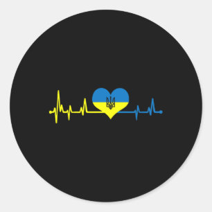 Heartbeat Ukraine Flag I Stand With Ukraine  Classic Round Sticker