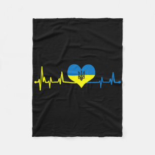 Heartbeat Ukraine Flag I Stand With Ukraine Fleece Blanket