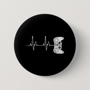 Heartbeat Video Game Lover Shirt  6 Cm Round Badge