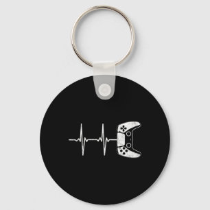 Heartbeat Video Games Gaming Boys Teens Men Key Ring