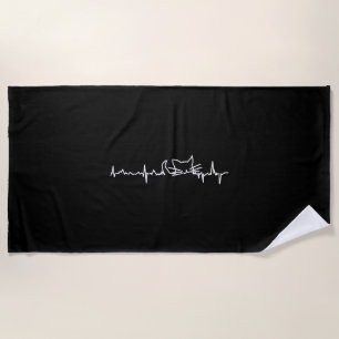 Heartbeat with Cat - Cat Lover - Cat Owner - Heart Beach Towel
