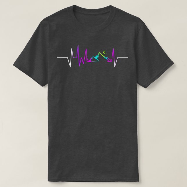 Heartbeat With Mountains In The Moonlight On Campi T-Shirt (Design Front)