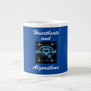 “Heartbeats and Algorithms” futuristic love Large Coffee Mug