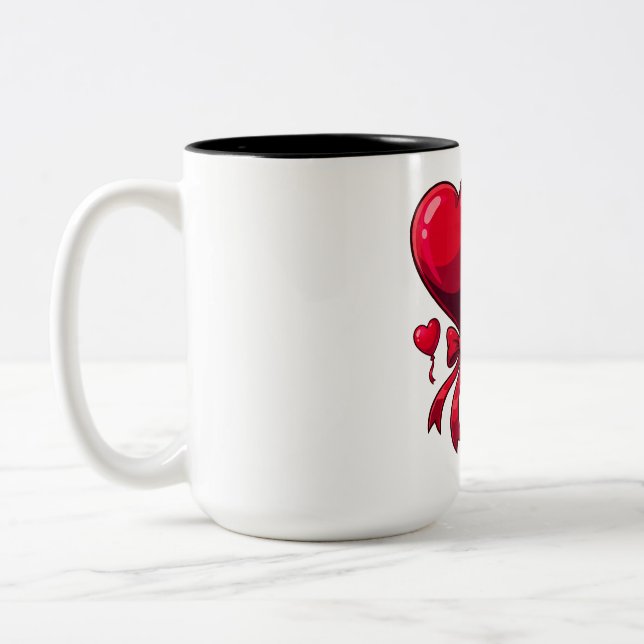 Heartbound Monkey Valentine Two-Tone Coffee Mug (Left)