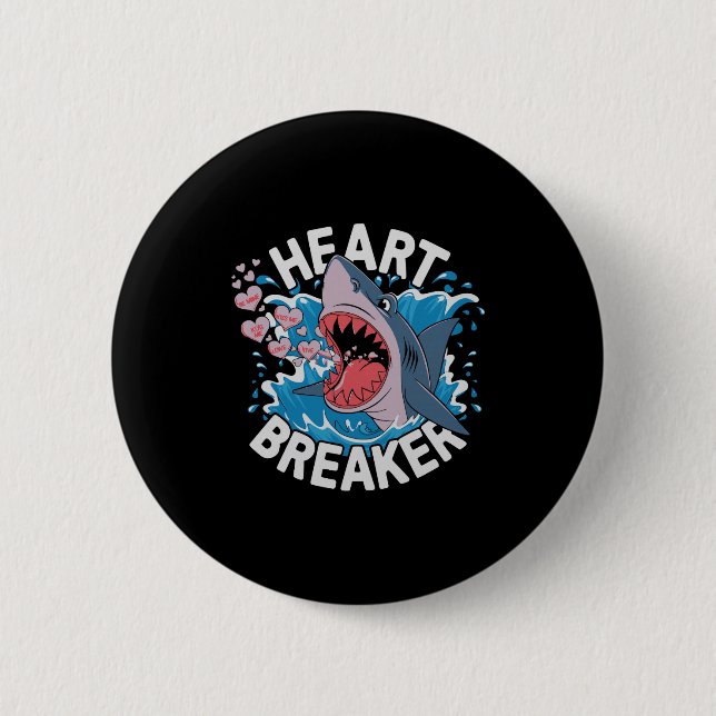 Heartbreaker Shark Cute Funny Love Design For Vale 6 Cm Round Badge (Front)
