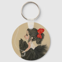 Heartbroken little sad cartoon girl Keychain