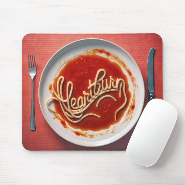 Heartburn Spaghetti Dinner Mouse Pad (With Mouse)