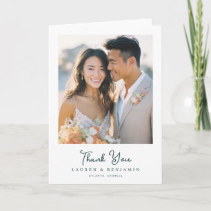 Heartfelt Beige Floral Photo Thank You Card
