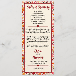 Heartfelt Blooms Wedding Program Programme