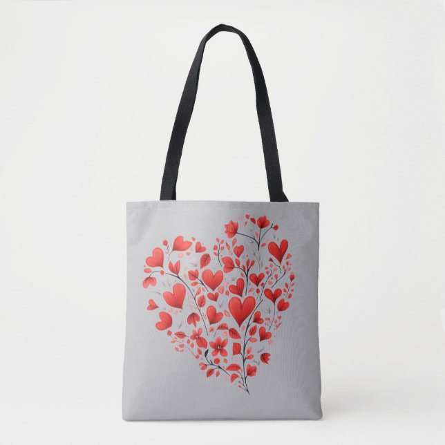 "Heartfelt Blossoms" Customisable Monogram  Tote Bag (Front)