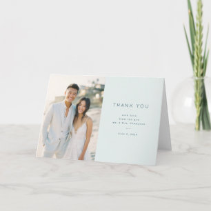 Heartfelt Blue Minimalist Photo Thank You Card