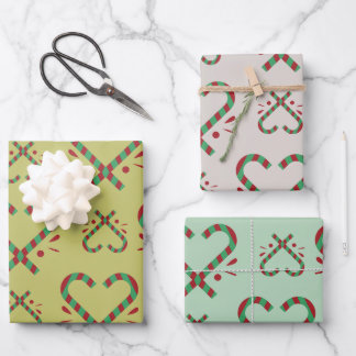 Heartfelt Candy Cane Pattern Wrapping Paper