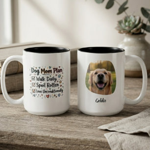 Heartfelt Charcoal Checklist Dog Mum Plan Two-Tone Coffee Mug