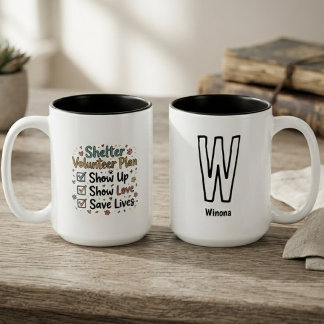 Heartfelt Charcoal Checklist Volunteer Plan Two-Tone Coffee Mug