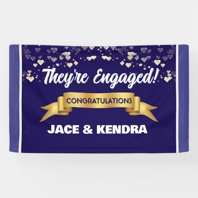Heartfelt Custom Engagement Party Banner (Horizontal)