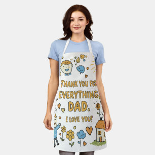 Heartfelt Doodle "Thank You Dad" Art Apron