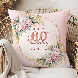Heartfelt Dusty Pink Shimmering Art 60th birthday  Cushion