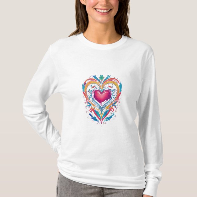Heartfelt Elegance: Women's Graphic T-Shirt (Front)