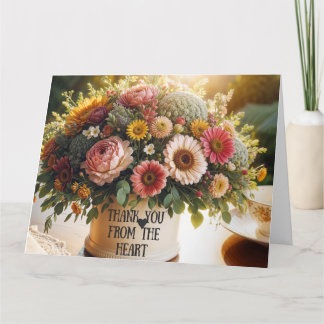 Heartfelt Floral Thank You Card – Customisable Mes