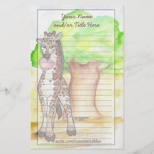 Heartfelt Giraffe Stationery (Front)