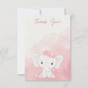 Heartfelt Gratitude, Adorable Elephant  Thank You Card