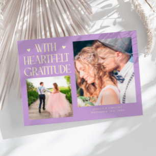 Heartfelt Gratitude Lemon Wisteria Wedding Photo   Thank You Card