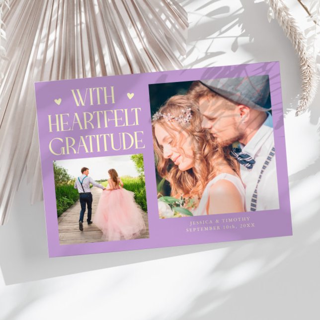 Heartfelt Gratitude Lemon Wisteria Wedding Photo   Thank You Card (Creator Uploaded)