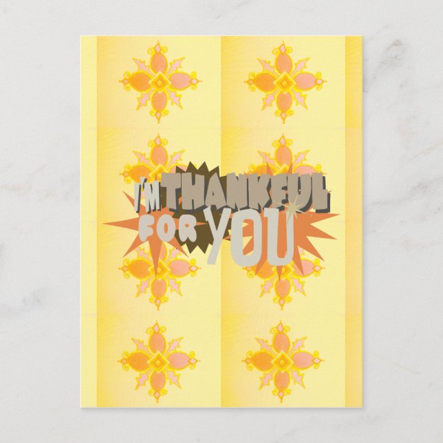 Heartfelt Gratitude: "Thankful For You" with Love, Postcard (Front)