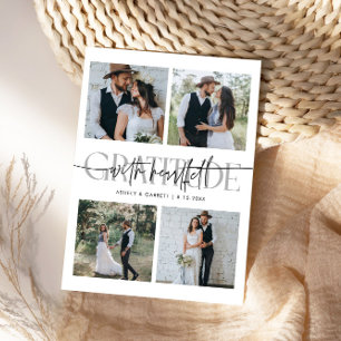 Heartfelt Gratitude Wedding Multi Photo White Thank You Card