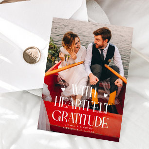 Heartfelt Gratitude Wedding Photo  Thank You Card