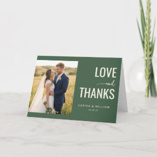 Heartfelt Green Romantic Photo Thank You Card