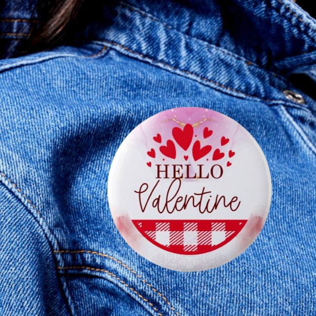 Heartfelt Hello: Wearable Valentine's Day Greeting 6 Cm Round Badge (Creator Uploaded)