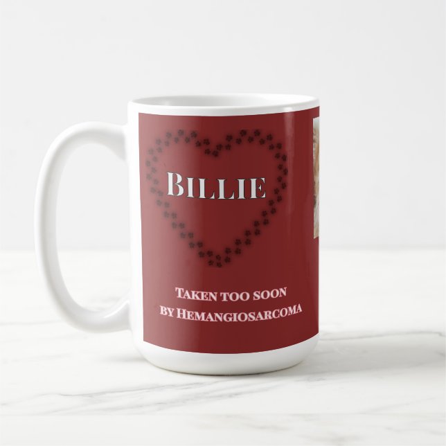 Heartfelt Hemangiosarcoma Tribute Coffee Mug (Left)