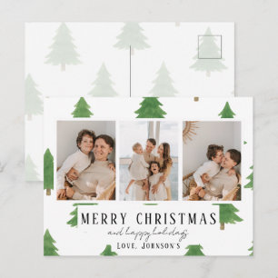 Heartfelt Holiday Christmas Watercolor Trees  Postcard