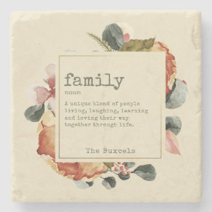 Heartfelt Home Family Floral Stone Coaster